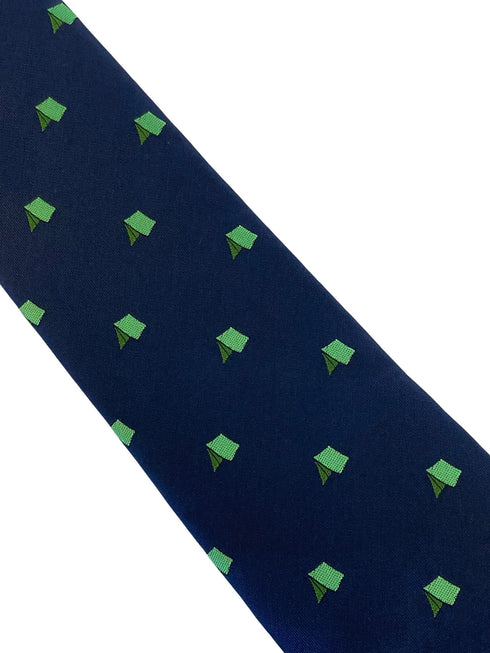 navy mens tie with camping tent design